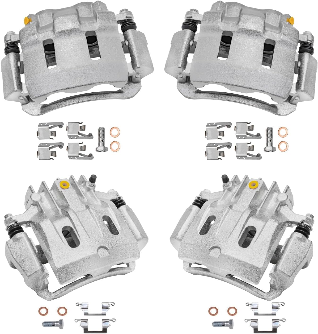 Detroit Axle - Brake Calipers for 2000-2005 Ford Excursion 2000-2004 F-250 F-350 Super Duty, 2001 2002 2003 Front and Rear Disc Brake Calipers with Brackets Replacement