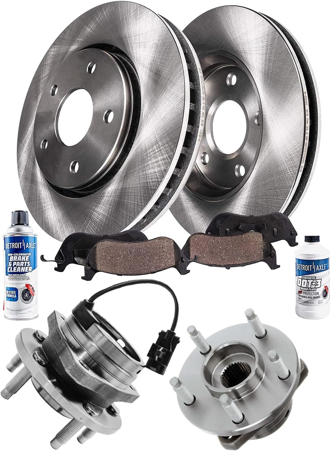 Detroit Axle - Front Brake Kit for Chevrolet 2004-2005 2009-2012 Malibu Pontiac 06-10 G6 Saturn 07-09 Aura, Disc Brake Rotors Ceramic Brakes Pads Wheel Bearing Hubs Replacement : 11.65' inch Rotor