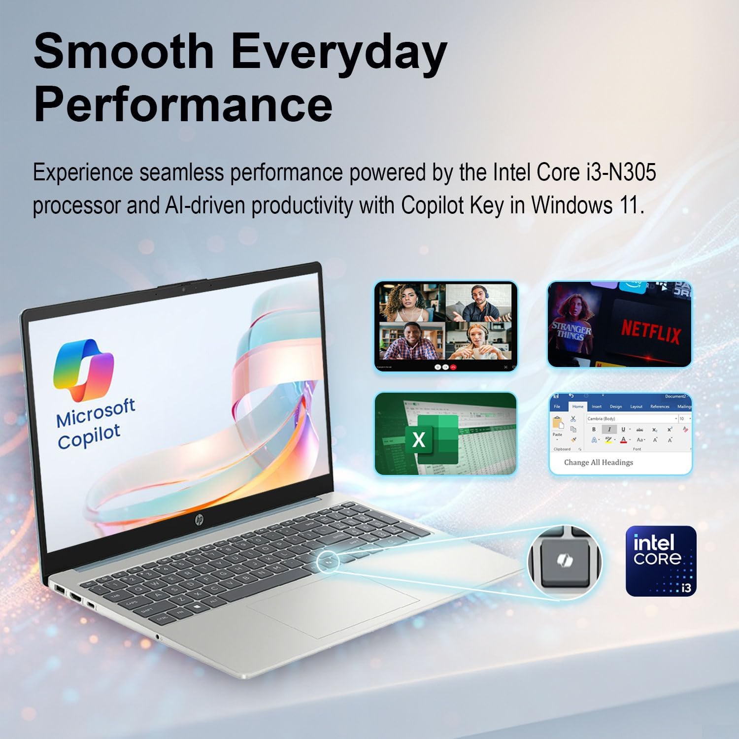 HP 15.6' Pavilion FHD Touchscreen Laptop | Intel Core i3 | 8GB DDR4 | 256GB PCIe SSD | AI Enhanced Win 11 | Numeric Keypad | Wi-Fi 6 & HD Webcam | WOWPC USB | Up to 10H Battery for Work & School