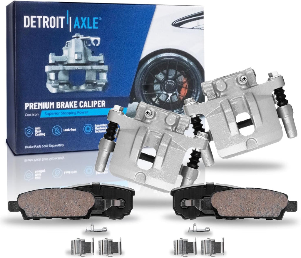 Detroit Axle - Rear Brake Calipers w/Bracket Ceramic Brake Pads Replacement for 200 Patriot Compass Avenger Sebring Caliber Lancer - 4pc Set