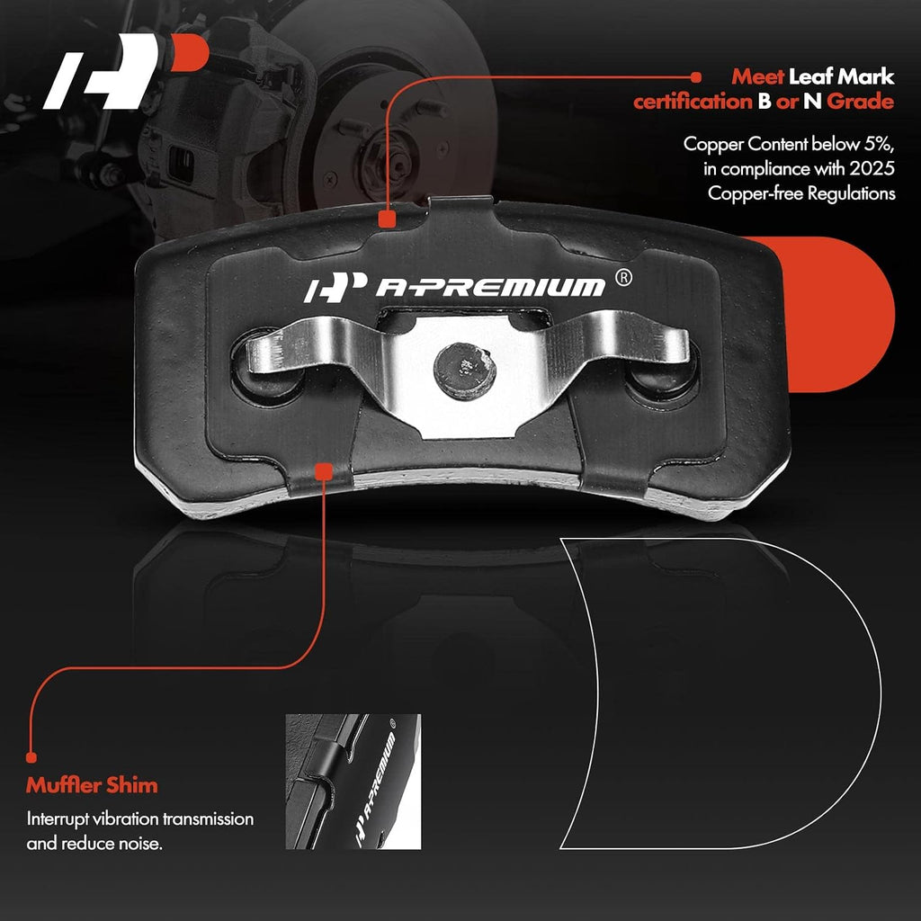 A-Premium 11.89 in (302mm) Rear Solid Disc Brake Rotors + Ceramic Pads kit Compatible with Select Chrysler, Dodge, Jeep & Mitsubishi Models - 200, Sebring, Caliber, Compass, Patriot, Lancer, Outlander