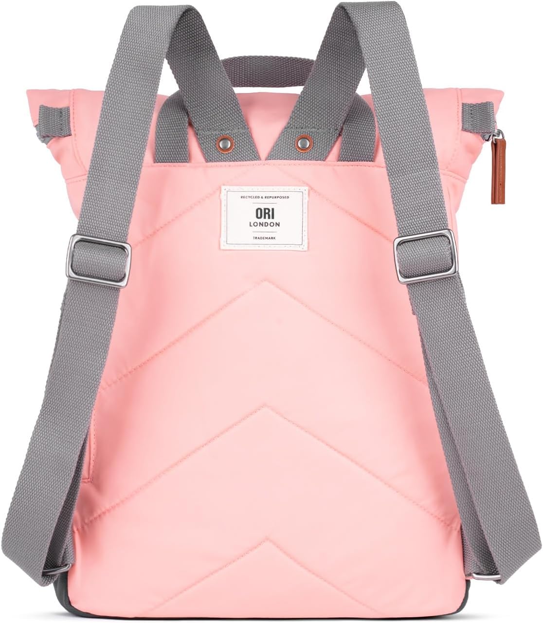 ORI LONDON Travel Backpack - Medium Nylon Rolltop Backpack for Men & Women with Multiple Pockets for Laptop, Phone, Keys, Wallet, Bottles - The Canfield, Punch, 16.5x11.8x4.7'