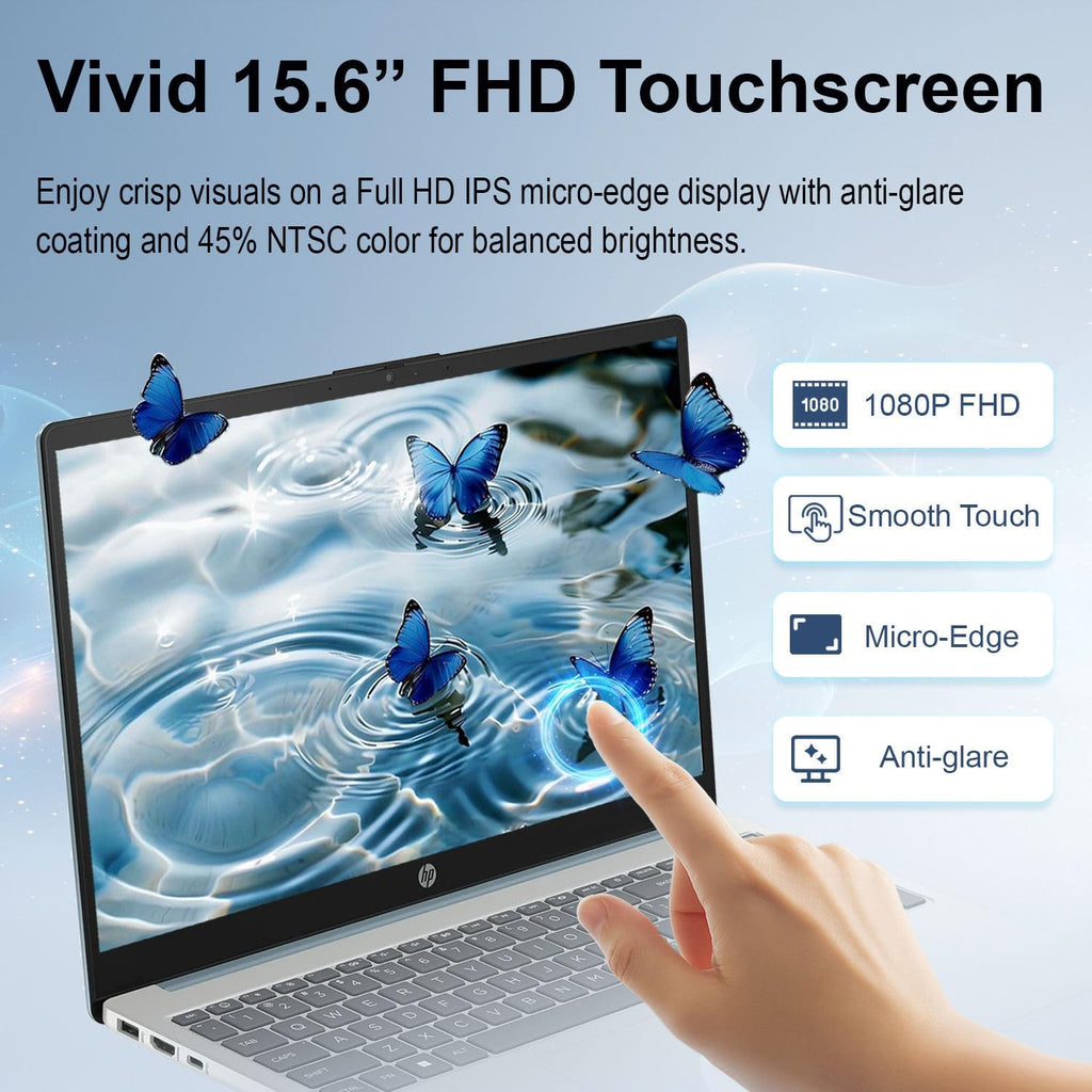 HP 15.6' Pavilion FHD Touchscreen Laptop | Intel Core i3 | 8GB DDR4 | 512GB PCIe SSD | AI Enhanced Win 11 | Numeric Keypad | Wi-Fi 6 & HD Webcam | WOWPC USB | Up to 10H Battery for Work & School