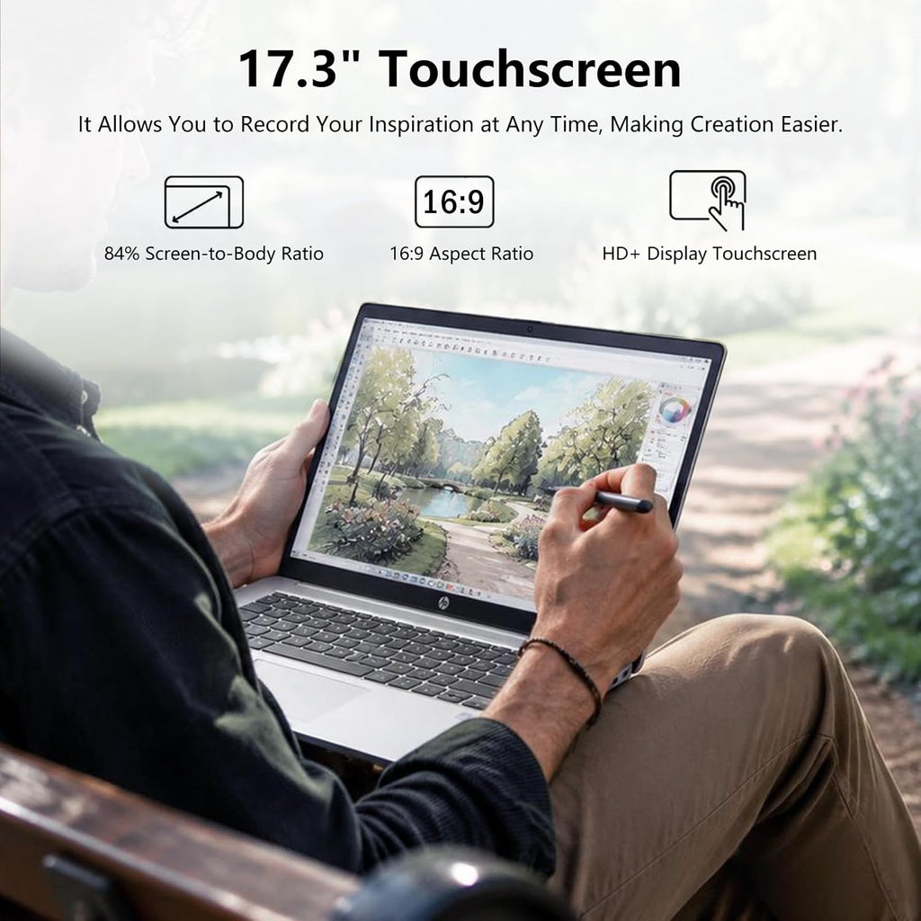 HP Pro Business Copliot AI Laptop PC, 17.3' Touchscreen, Intel Ultra 7 255U, 16GB DDR5, 2TB SSD, Wi-Fi 6, Webcam, Backlit Keyboard, Fingerprint Reader, Bundle with PCO Laptop Cooler