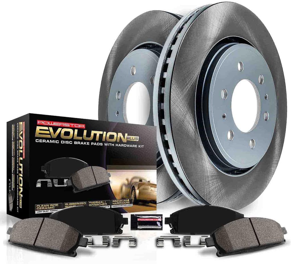 PowerStop Rear Brake Kit for Toyota Camry 2018-24 - Ceramic Brake Pads + Semi Coated Rotors Replacement, SC7905