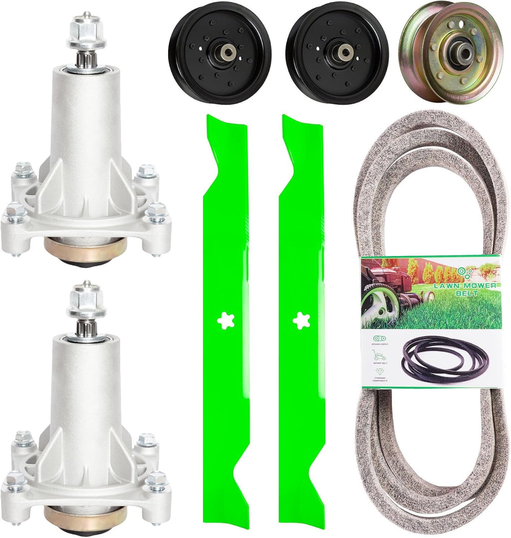 46 inch Deck Rebuild Kit for Husqvarna Poulan PP19H46 2246LS PP20VA46 Includes 2 Spindle 187292 2 Blade 531309715 1 Belt 405143 2 Idler 196106 1 Idler 177968