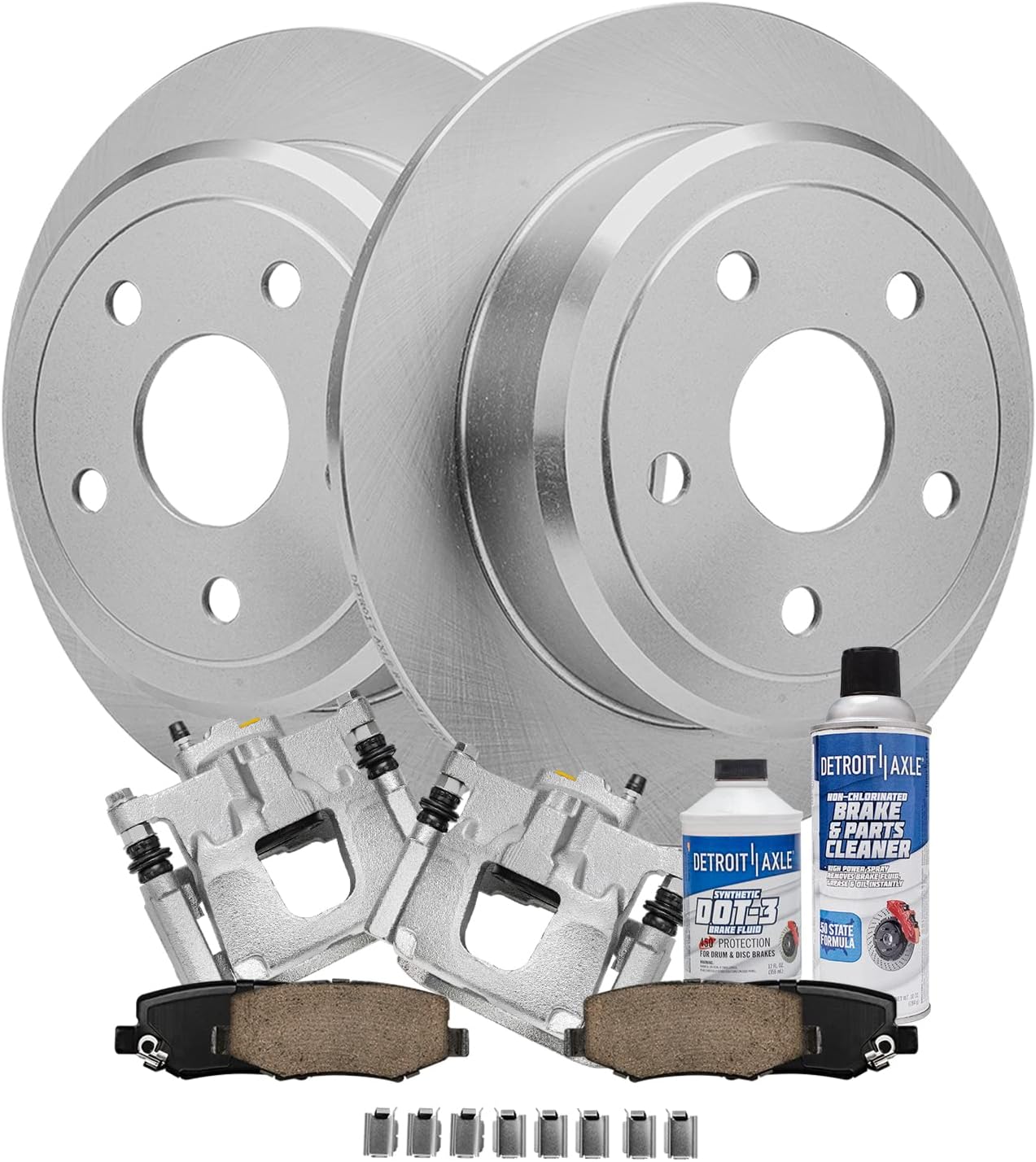Detroit Axle - Rear Brake Kit for 2007-2017 Jeep Wrangler 2018 Wrangler JK Disc Brake Rotors Brakes Pads 2008 2009 2010 2011 2012 2013 2014 2015 2016 Replacement Brake Calipers : 12.44' inch Rotors