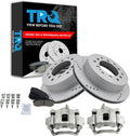 TRQ Performance Rear Brake Pad and Rotor Set Ceramic Vented Coated Rotors Calipers Compatible with 2003-2009 Lexus GX470 2001-2007 Toyota Sequoia