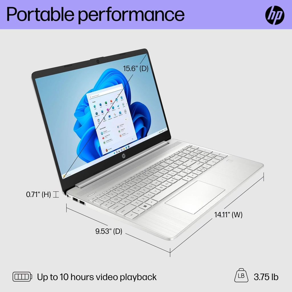 HP 15 Laptop for Business & Student, 15.6' FHD Micro-Edge Display, Intel Core i3-1215U up to 4.40GHz, 16GB RAM, 1TB NVMe SSD, 720p Webcam, Numpad, USB-C, Wi-Fi, FP Reader, PDG HDMI, Win 11 Pro