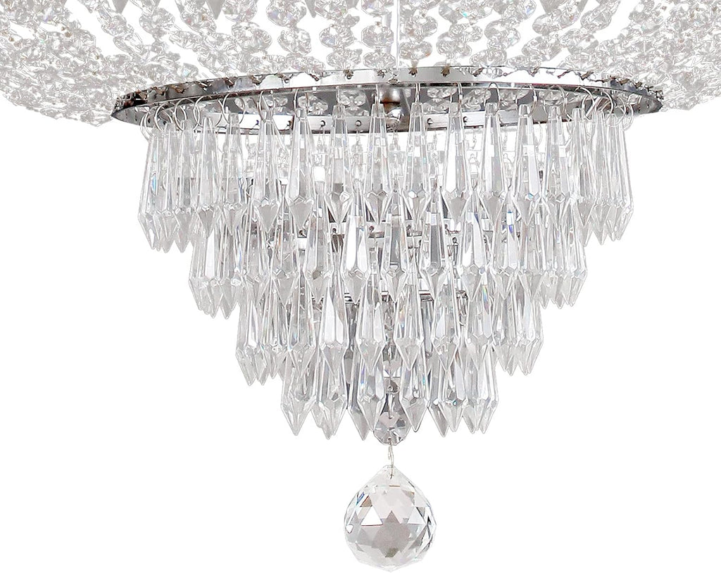 Luxury Crystal Chandelier, French Empire Crystal Ceiling Chandelier LED Hanging Lighting Home Decor Lamp for Living Room Bedroom Foyer Gold/Silver