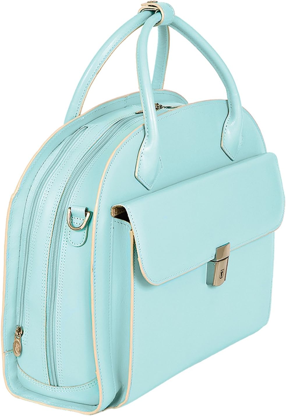 McKleinUSA Glen Ellyn 94368 Blue Leather Detachable-Wheeled Women's Case