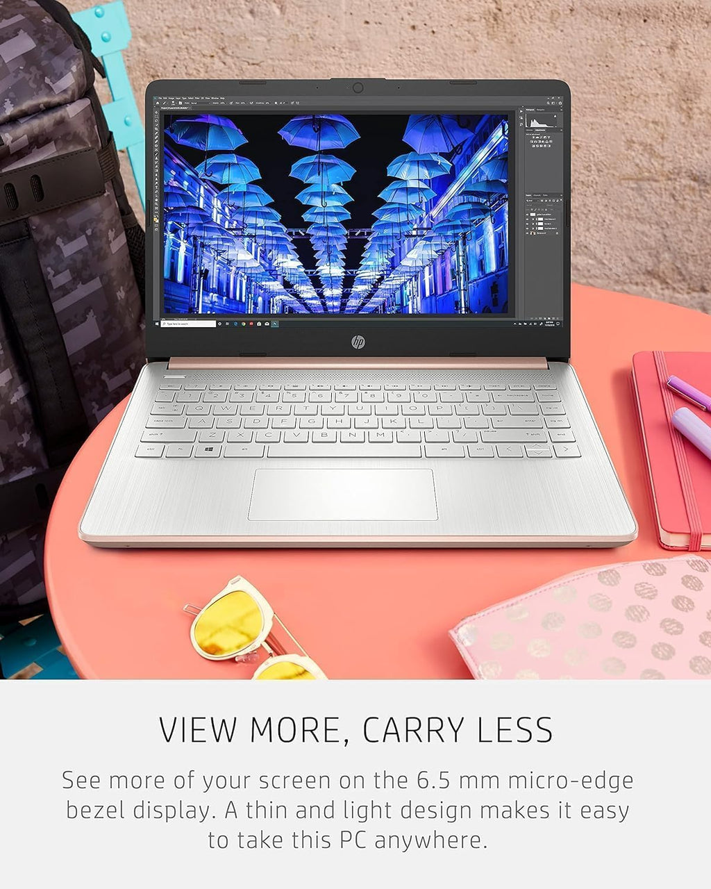HP 14 inch Touchscreen Laptop - Intel Celeron Dual Core Processor - 16GB RAM, 64GB Storage - Pale Rose Gold - Fast Charging - USB Type C - 10 Hour Battery - 5Gbs USB - Windows 11