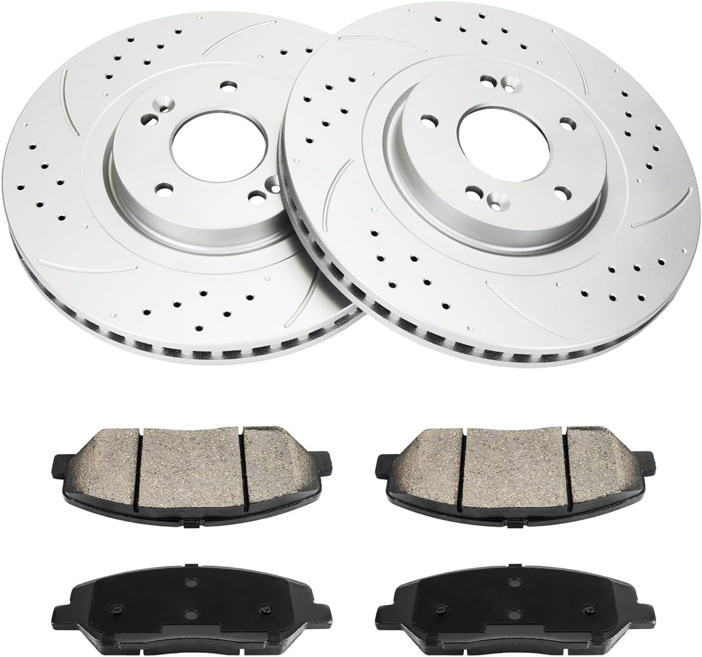 KAX Front Brake Kit for Hyundai Santa Fe 2013-2018, 12.6inch Brake Rotors Pads Kit, #31625+D1202 Front Brakes