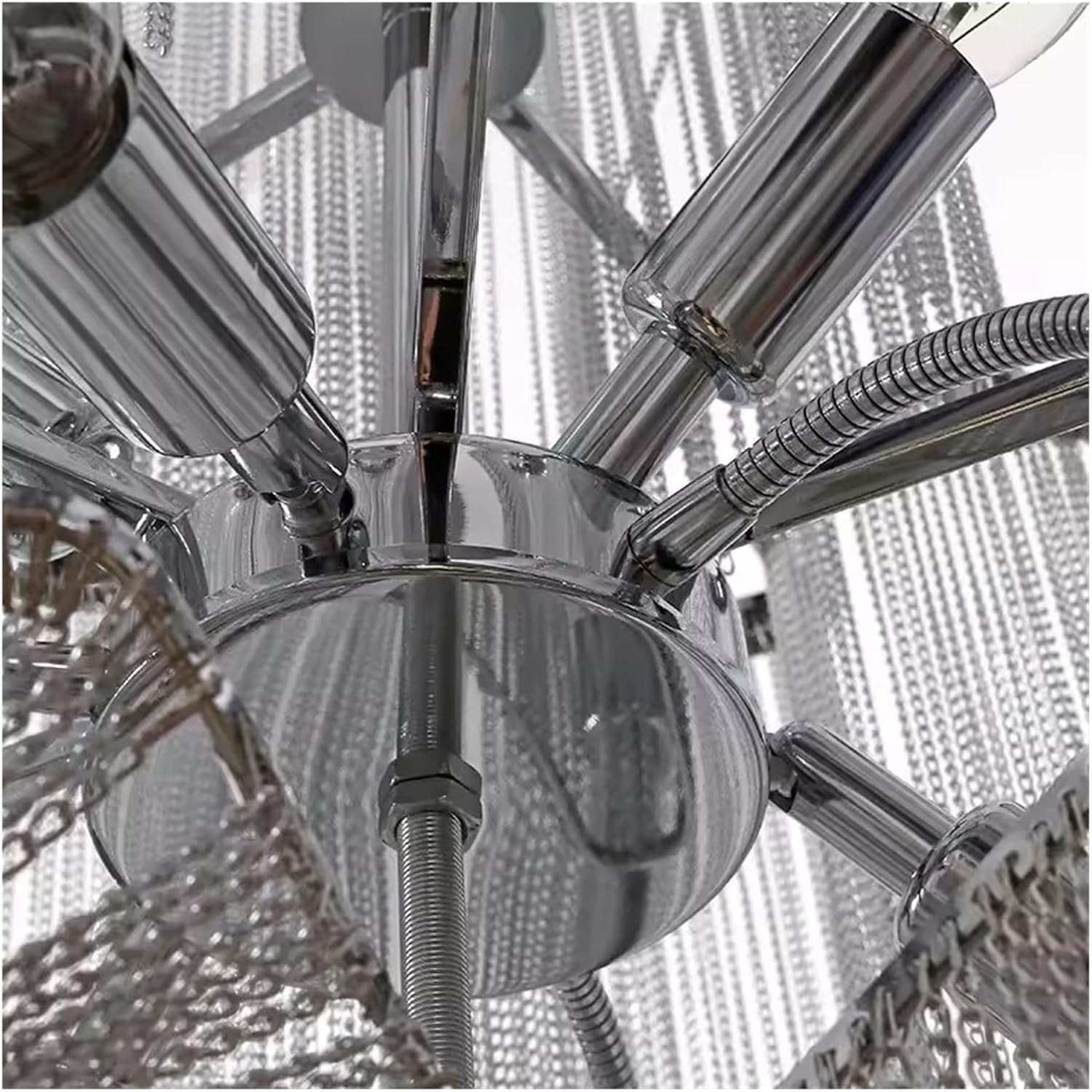 Modern Luxury Silver Gold Aluminium Chain LED Pendant Lamp Stair Pendant Hanging Light for Home Hotel Tassel Chandelier,Dining Light Fixtures