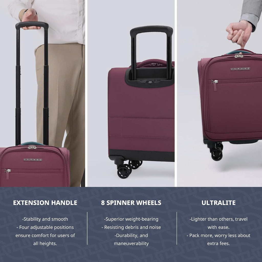 Verage Underseat Carry On Luggage with Wheels & USB Port,14 inch Wheeled Spinner Carry-on Luggages Bags for Airlines, Lightweight Overnight Suitcase for Men Women (14-Inch Compact Underseat Pro)