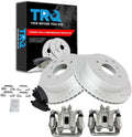 TRQ Performance Rear Brake Pad and Rotor Set Ceramic Vented Coated Rotors Calipers Compatible with 2006-2007 Nissan Xterra