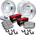 R1 Concepts Front and Rear Brake Kit Fits 2006-2010 INFINITI M35; 2008-2012 INFINITI EX35; 2009-2013 INFINITI G37| Optimum Oep Pads, Drilled Slotted Rotors| Hardware| 12.6' Front & 12.1' Rear