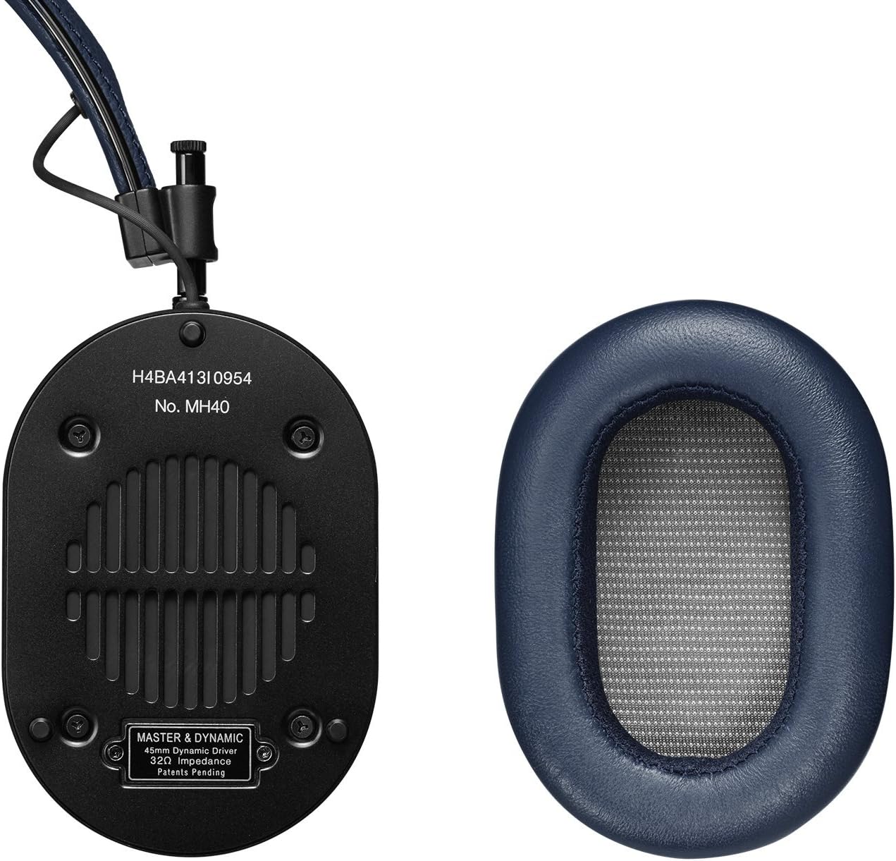Master & Dynamic MH40 Over-Ear Headphones with Wire - Noise Isolating with Mic Recording Studio Headphones with Superior Sound, Black Metal/Navy Leather (MH40B4)