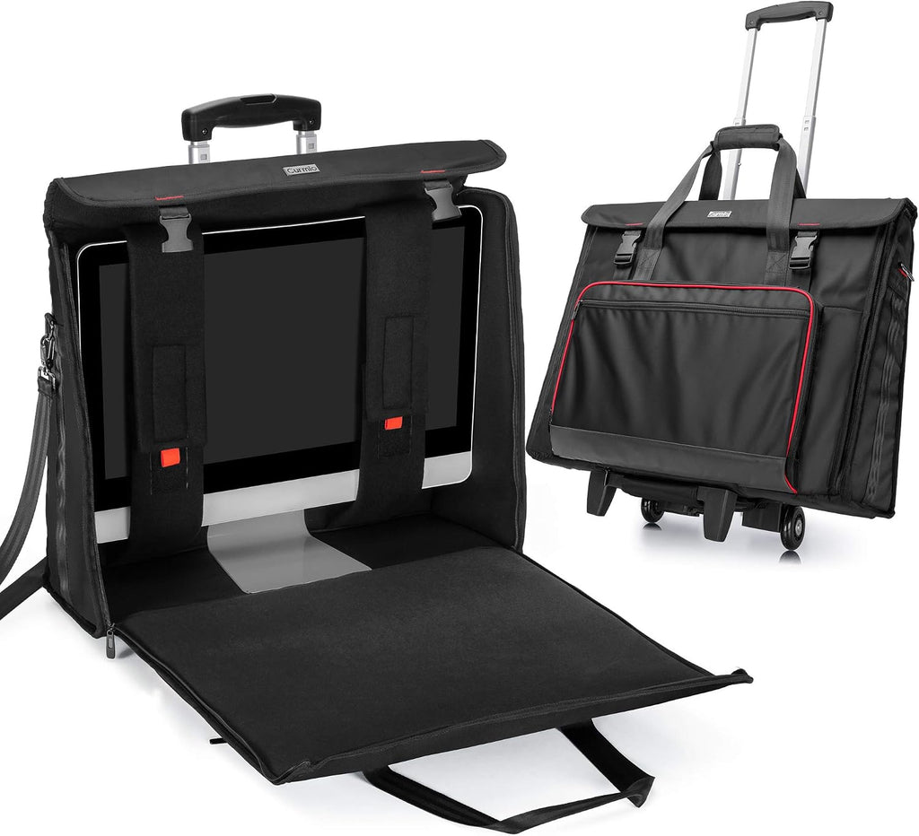 CURMIO Rolling Carrying Bag with Wheels Compatible for Apple iMac 27 inch Desktop Computer, Detachable Trolley Storage Case Compatible with iMac 27' Monitors and Accessories, Black (Patent Pending)