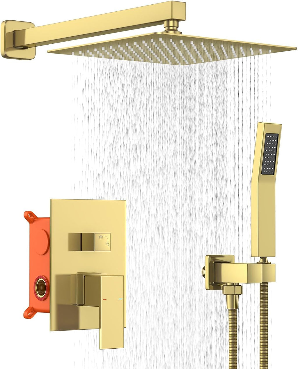 Shower Head Combo, Shower Heads with Handheld Spray Shower Faucet Set with 10 Inch Rainfall Gold Shower Head High Pressure Wall Mounted for Bathroom (Gold)-new
