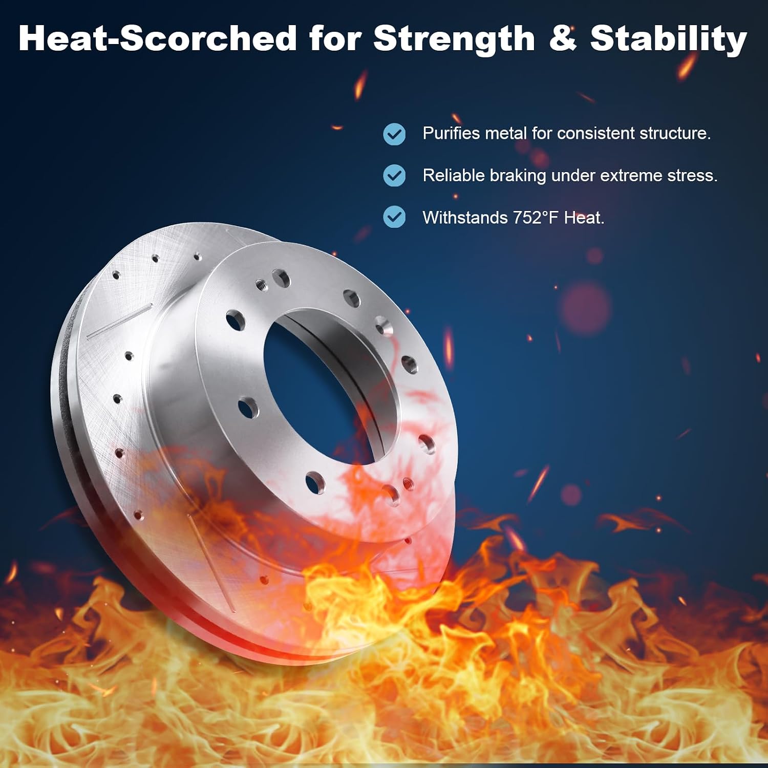 Front Drilled and Slotted Disc Brake Rotors Fit for Chevy 2011-2021 Silverado 2500HD/3500HD, 2017-2019 Suburban 2500, 2016-2019 Suburban 3500HD; for GMC 2011-2020 Sierra 2500HD/3500HD #55191