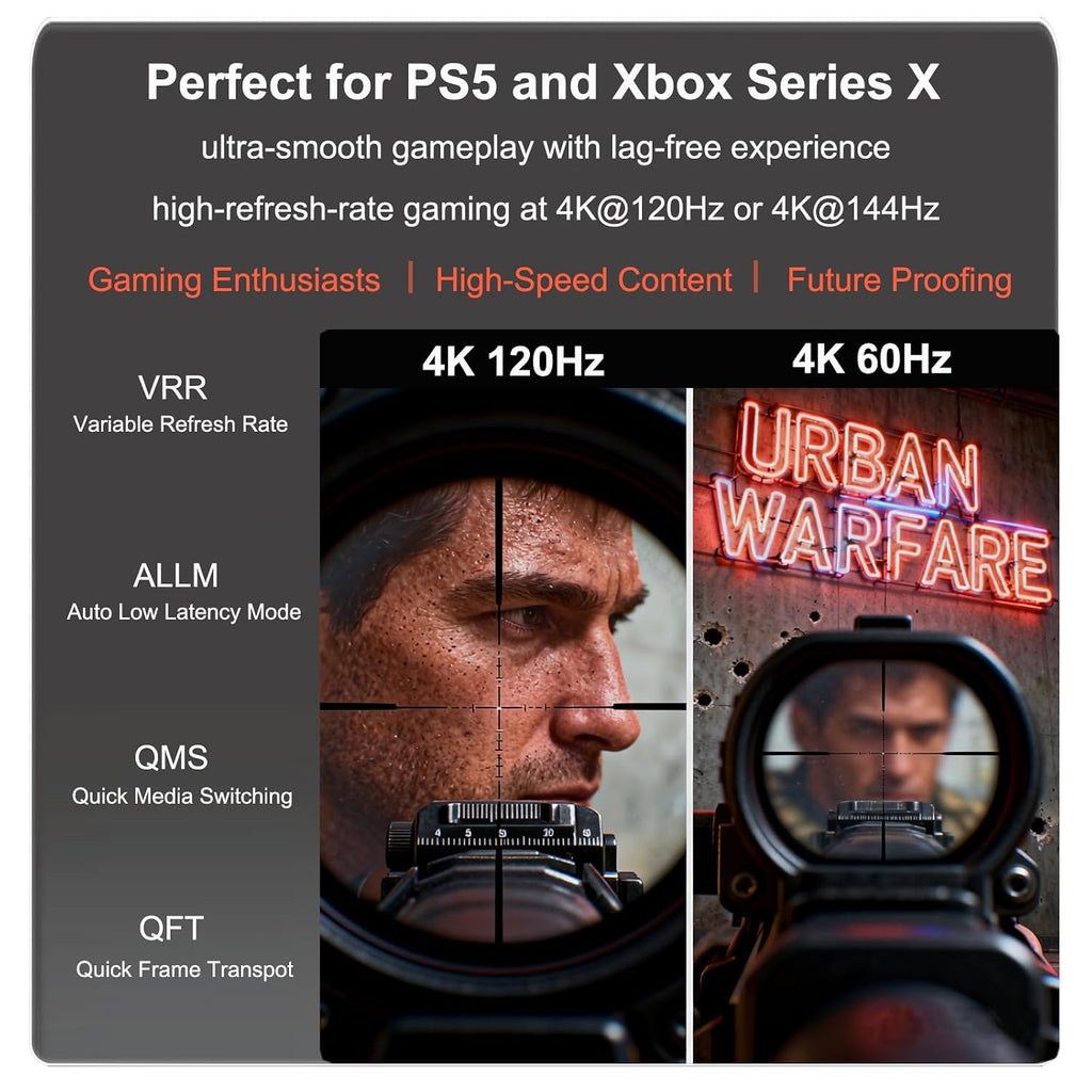DTECH 100ft Fiber Optic HDMI Cable 2.1 4k 120Hz 8K 60Hz 48Gbps High Speed HDR eARC HDCP 2.2 2.3 3D Outdoor Armored Long HDMI Cord Waterproof IP68 for Laptop Monitor TV Xbox PS4/PS5, Unidirectional