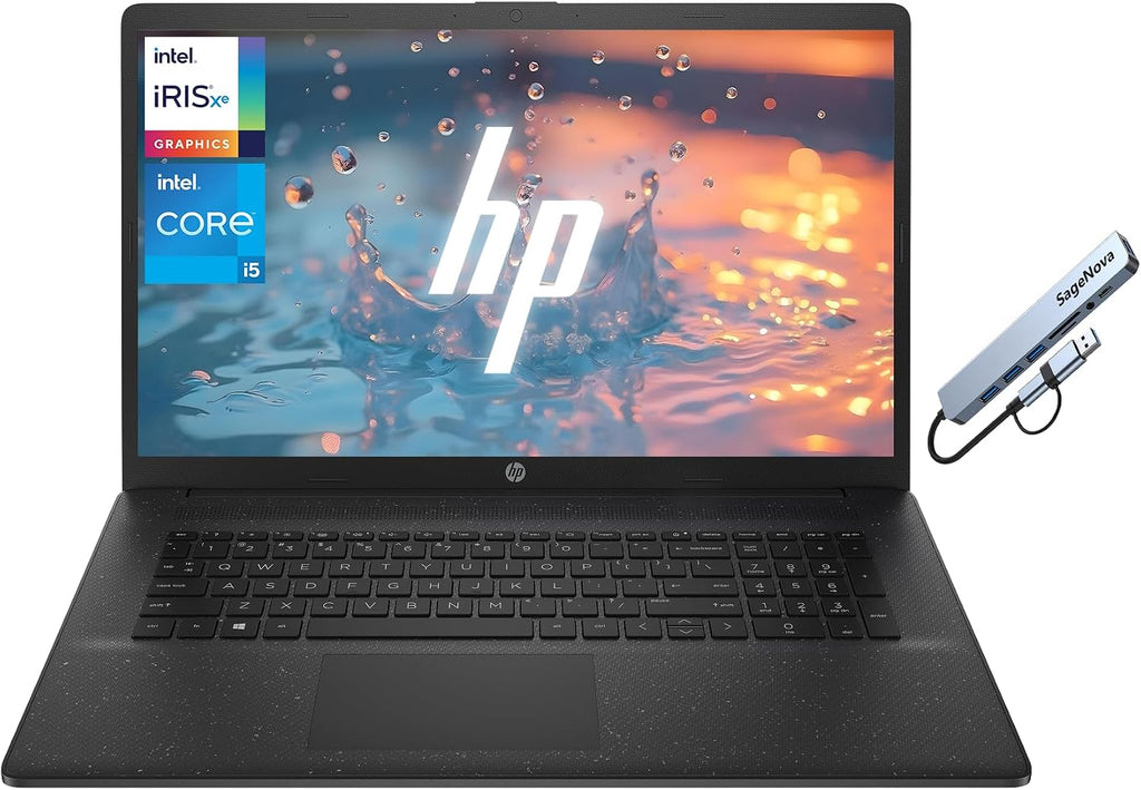 HP 17.3' Business Laptop Computer, 16GB RAM 1TB Storage (512GB SSD + 512GB Docking Station Set), Intel Core i5-1334U Processor, Numeric Keypad, Camera Privacy Shutter, Windows 11, Jet Black