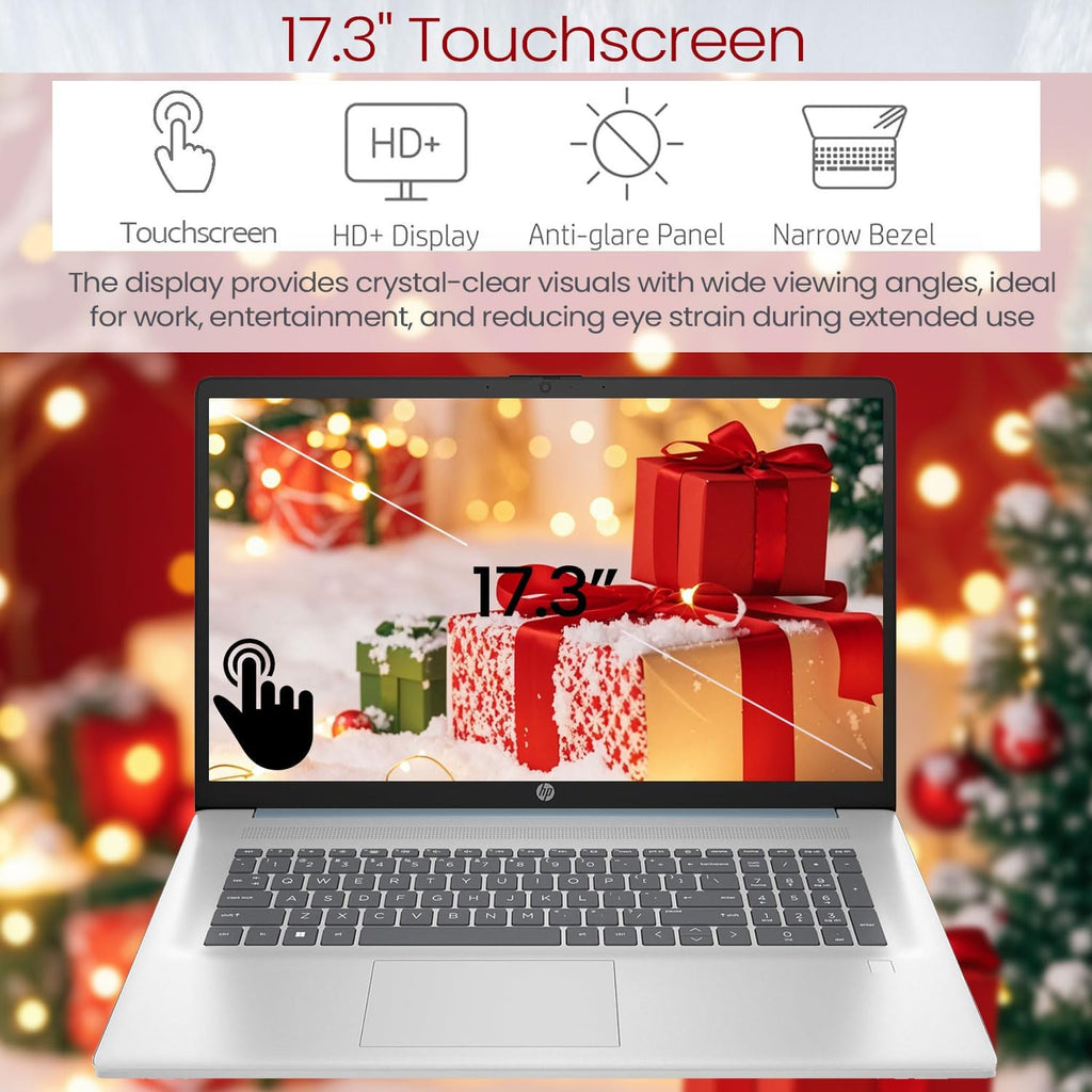 HP 17.3' Copilot AI Business Touchscreen Laptop, AMD Ryzen 6-Core 12-Thread CPU, 32GB RAM, 2TB SSD, Backlit KB, Fingerprint, Webcam, HDMI, Wi-Fi 6, Win11 Pro, Blue, Bundle with ML101 Wireless Mouse