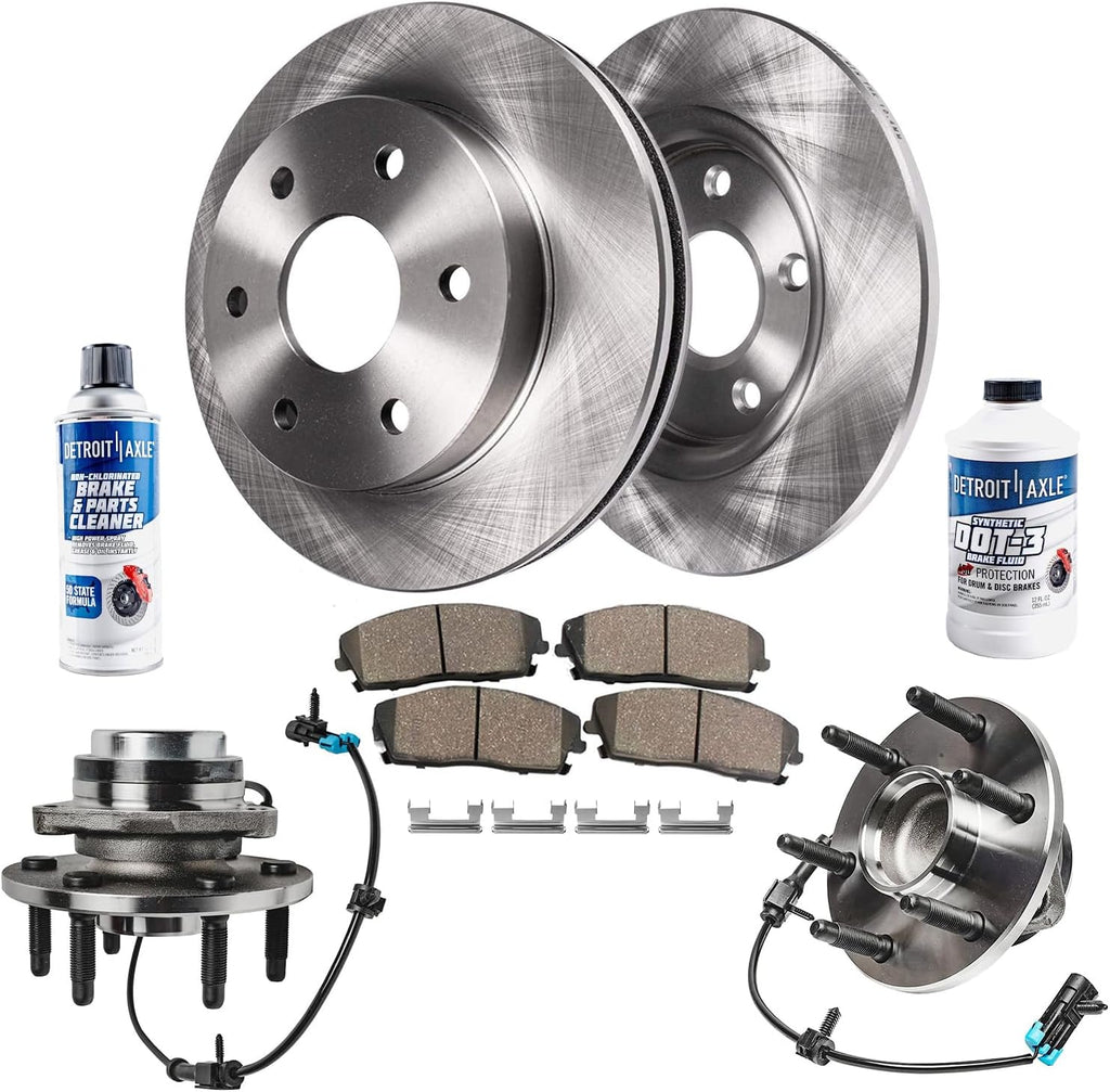 Detroit Axle - 2WD Front Wheel Bearing Hubs Brake Kit for Chevy GMC Silverado Sierra Yukon XL Express Savana 2500 Tahoe Wheel Bearing Hubs Brake Rotors Brake Pads Replacement : 12 inch Rotor