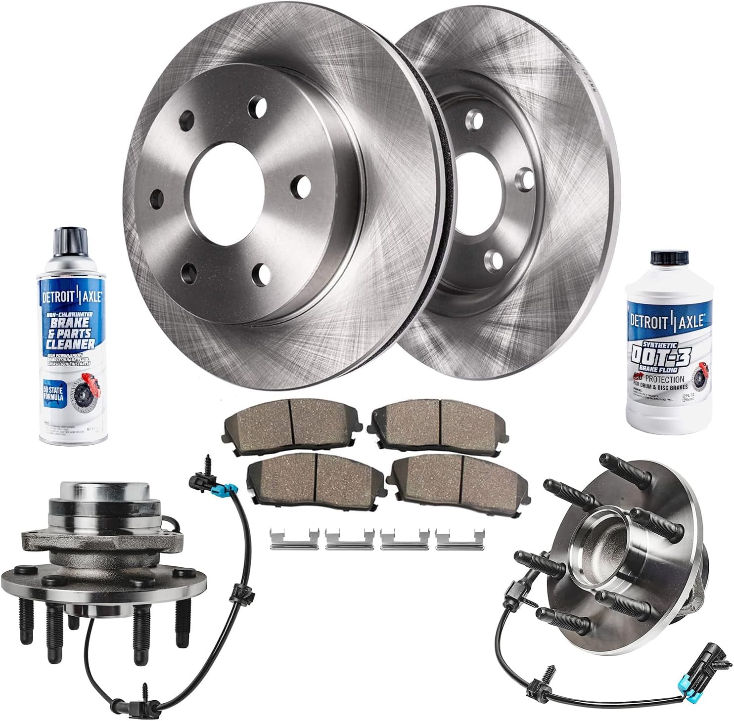 Detroit Axle - 2WD Front Wheel Bearing Hubs Brake Kit for Chevy GMC Silverado Sierra Yukon XL Express Savana 2500 Tahoe Wheel Bearing Hubs Brake Rotors Brake Pads Replacement : 12 inch Rotor