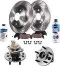 Detroit Axle - Rear Brake Kit Wheel Bearing Hubs for 1999-2005 Pontiac Grand Am, 1999-2004 Olds Alero Disc Brake Rotors Ceramic Brakes Pads Wheel Bearing Hubs Assembly 2000 2001 2002 2003 Replacement
