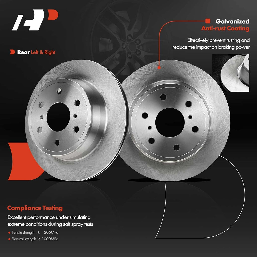 A-Premium 13.58 inch (345mm) Rear Vented Disc Brake Rotors + Ceramic Pads kit Compatible with Select Cadillac, Chevy and GMC Models - Escalade, Silverado 1500, Suburban, Tahoe, Sierra 1500, Yukon(XL)