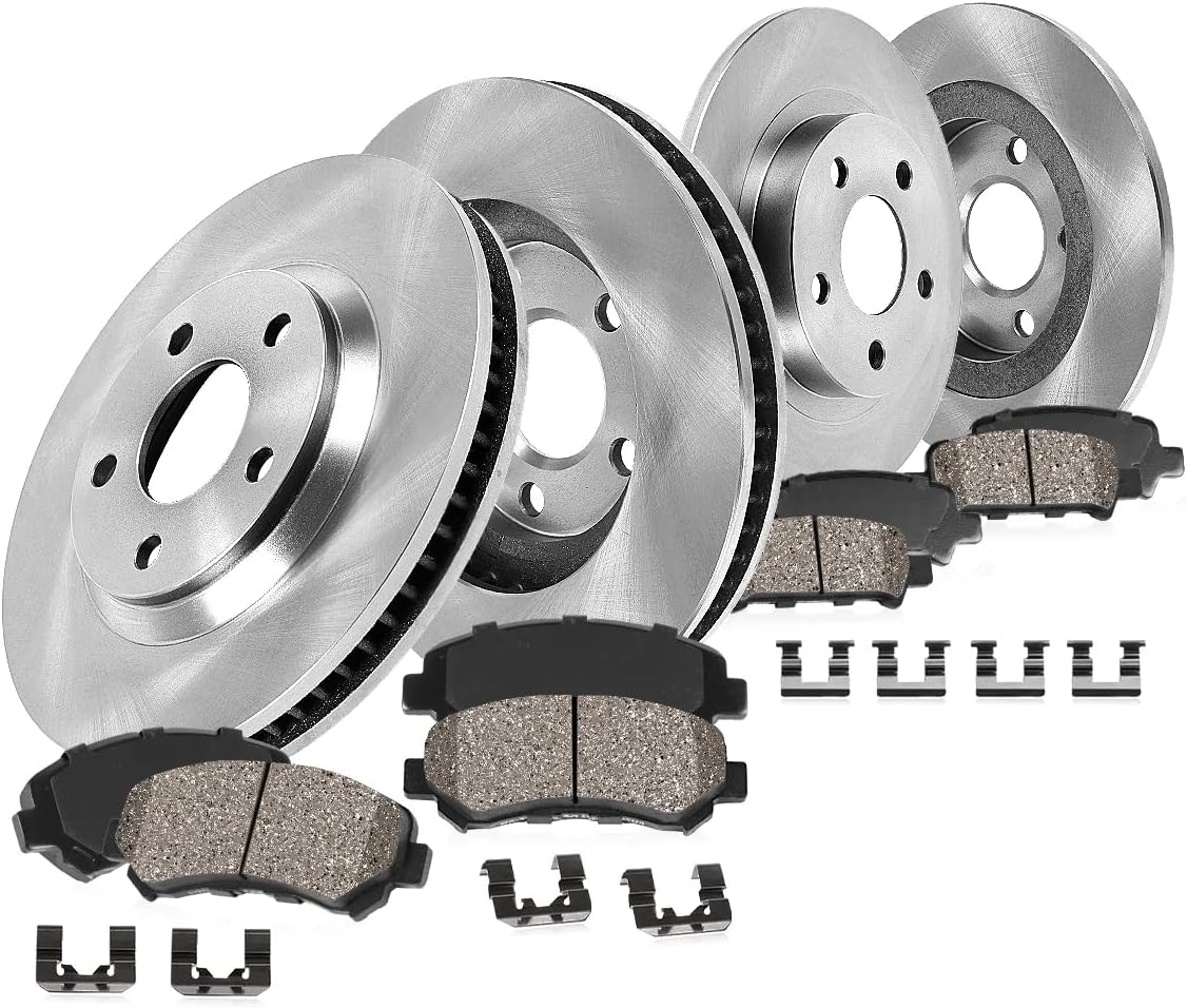 Callahan Brake Parts Front and Rear Brake Kit For Audi A3 2010-13 |Volkswagen Beetle 2013-19 |Jetta 2012-18 - Disc Rotors with Ceramic Brake Pads + Hardware, EBYK017880