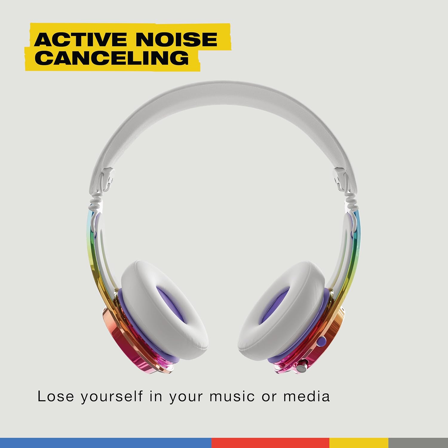 Skullcandy Icon ANC Wireless On-Ear Bluetooth Headphones, Active Noise Cancelling, Up to 60 Hours Battery, Sweat Water Resistant, Foldable and Durable, Microphone - All Love