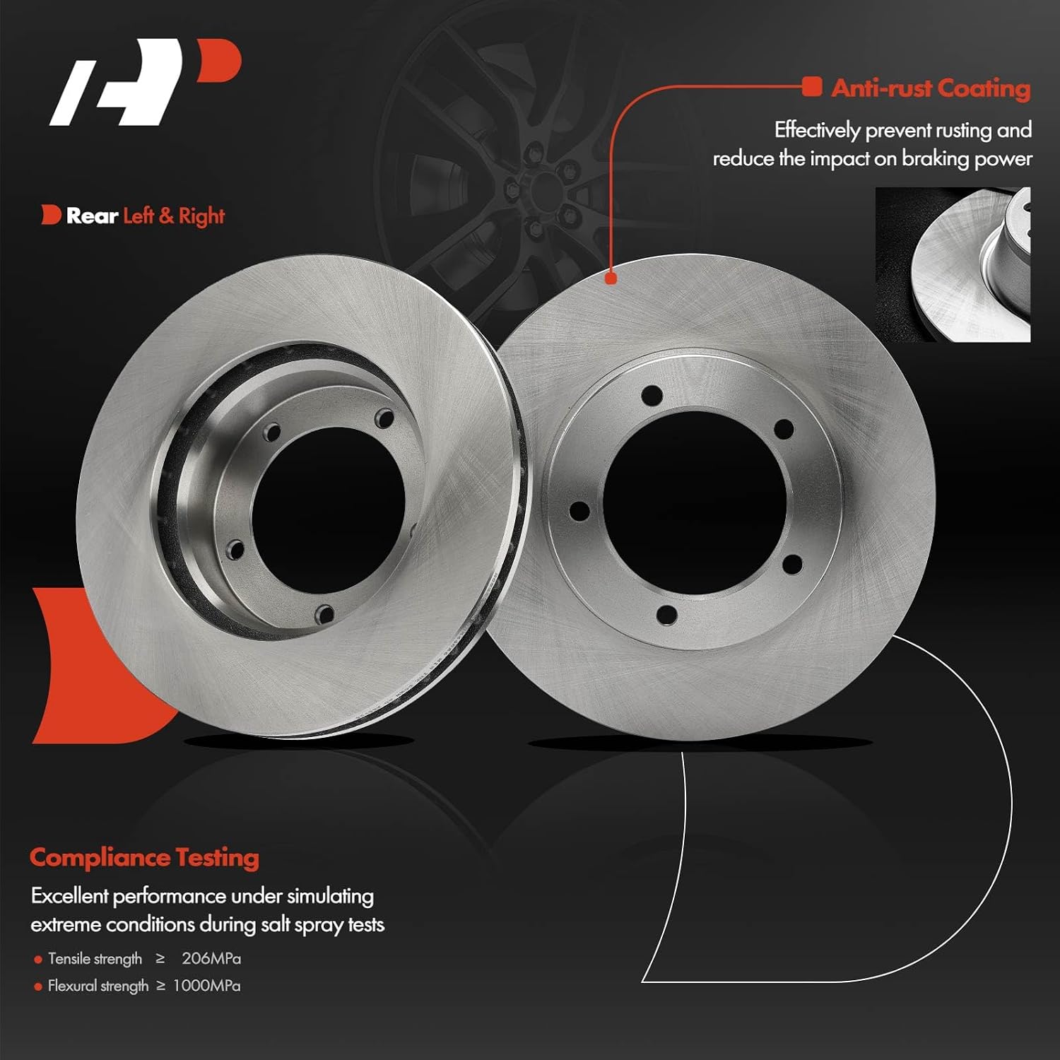 A-Premium Front and Rear Vented Disc Brake Rotors + Ceramic Pads Kit Compatible with Select Toyota & Lexus Models - Land Cruiser 1998-2007, LX470 1998-2007, 12-PC Set