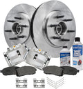 Detroit Axle - RWD Front Brake Kit for 2004-2005 Ford F-150 Disc Brake Rotors Brake Calipers w/Brackets Ceramic Brakes Pads Replacement: 6 Lug Models with 12.99 inch' Front Rotor Diameter