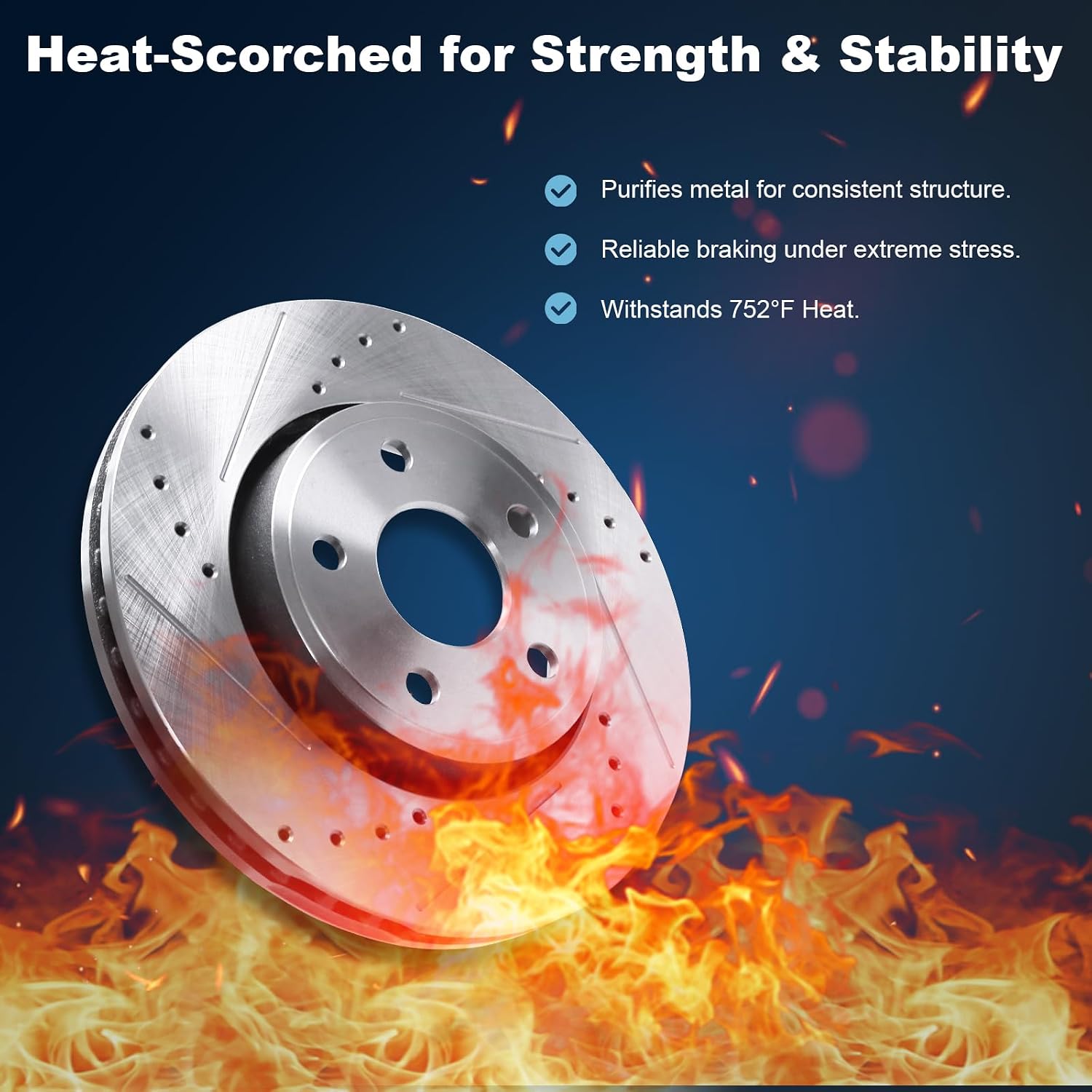 Front & Rear Drilled and Slotted Disc Brake Rotors & Ceramic Brake Pads Kit Fit for Dodge 2011-2020 Durango V6 3.6L; for Jeep 2011-2018 Grand Cherokee #53062 D1455 53061 D1498