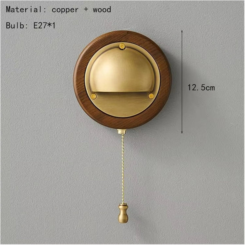 Wall Lamp E27 Bulb Made of Gold and Silver Wood with Switch, Living Room Staircase Hallway Light,Bathroom