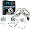TRQ Rear Brake Pad and Rotor Set Ceramic Rotors Calipers Hoses Compatible with 2003-2007 Honda Accord