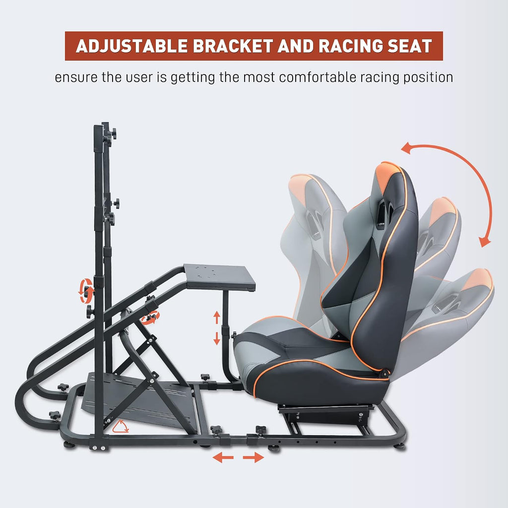 WTRAVEL Racing Simulator Cockpit with Wheel Stand and Racing Seat for All Logitech G920|G25|G27|G29| Thrustmaster | Compatible with Xbox, PS4, PS5, PC Platforms (Black+Gray)