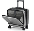 TydeCkare 16' Carry on Luggage with 2 Laptop Compartments, Lightweight Hardshell ABS+PC Suitcase with Dual Control TSA Lock, with YKK Zipper, 4 Spinner Silent Wheels, for Business Travel, Silver Grey