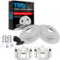 TRQ Performance Rear Brake Pad and Rotor Set Ceramic Solid Rotors Calipers Compatible with 2009-2015 Honda Pilot
