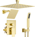 Dasan Dual Rain Shower System with Valve & handheld,Luxury Shower Faucet Set With Ceiling Mounted 12' & 6' Shower Head,Brushed Gold Tandem Shower Head System for Couples 2 Person