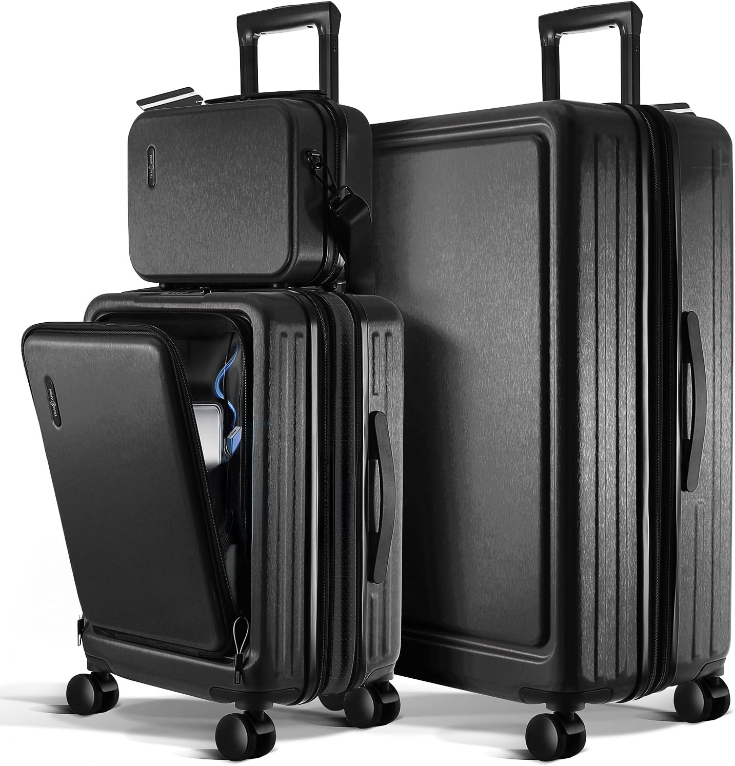 TRAVELARIM Luggage Sets 3 Piece, 20 Inch Carry on Luggage and 28 Inch Suitcases with Wheels Spinner, Durable Hard Shell Suitcase Set, Expandable Travel Suitcase, Jet Black