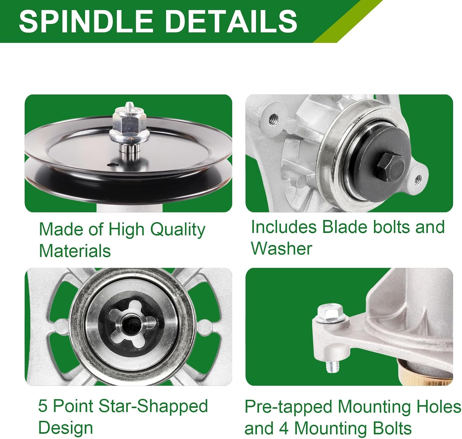 46 Inch Mower Deck Rebuild Kit - Fits Hu sqvarna 2246LS 2346XLS YTA22V46 YTH20K46 YTH22V46 YTH18K46 with 46' Deck, 2 Spindles(532187292)+2 Blades(21546611)+2 Pulleys(195945)+1 Belt(21546607)