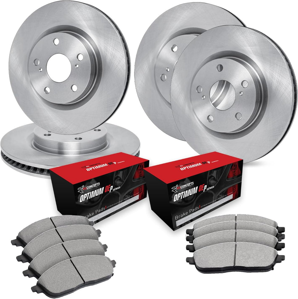 R1 Concepts Front and Rear Brake Kit Fits 2018-2022 Buick Encore, Chevrolet Trax| Optimum Oep Brake Pads and Blank Brake Rotors| 11.8' Front & 10.6' Rear