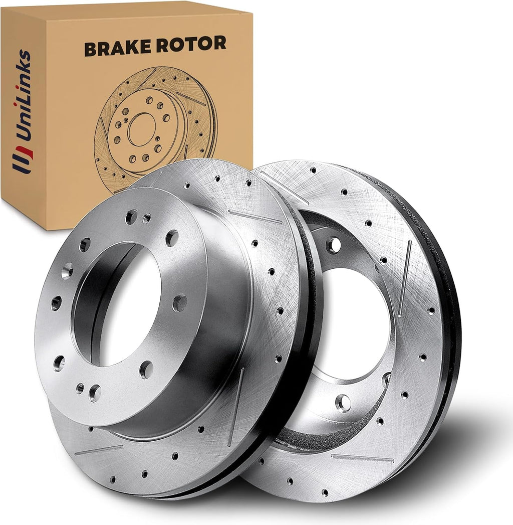 Front Drilled and Slotted Disc Brake Rotors Fit for Chevy 2011-2021 Silverado 2500HD/3500HD, 2017-2019 Suburban 2500, 2016-2019 Suburban 3500HD; for GMC 2011-2020 Sierra 2500HD/3500HD #55191