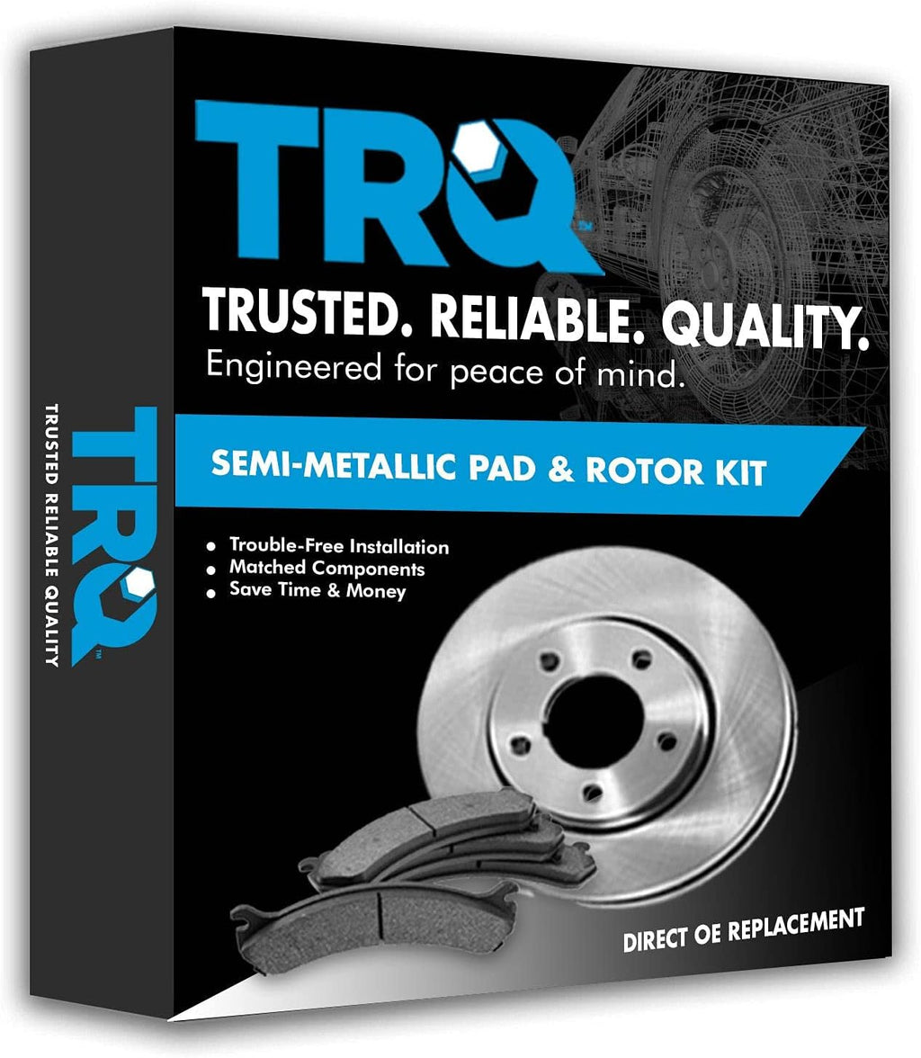 TRQ Performance Rear Brake Pad and Rotor Set Ceramic Solid Rotors Calipers Compatible with 2007-2008 Acura TL 2003-2011 Honda Element