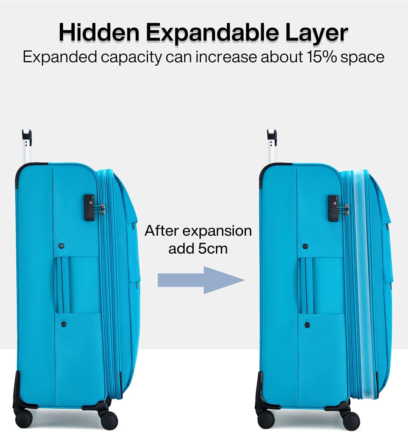 Hanke 28 Inch Luggage with Spinner Wheels Expandable Large Suitcase with Wheels Softside Check in Luggage Rolling Suitcase with Lock Lightweight Travel Luggage for Men and Women.(Caribbean Blue)