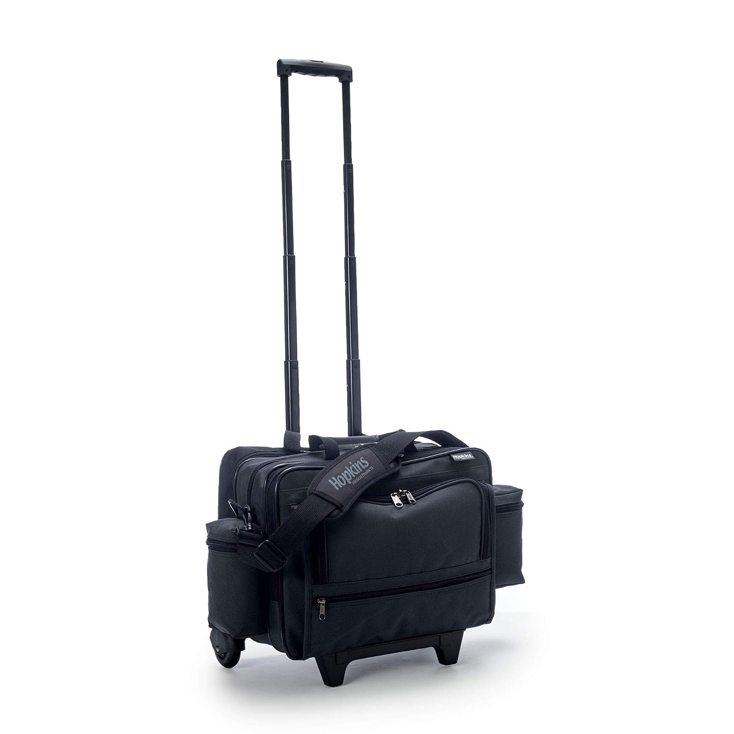Hopkins Medical Products Rolling Med Bag with EZ-View: Waterproof, Ultimate Mobility for Healthcare Pros, 39.5' Handle, 16' x 3' x 12', Black